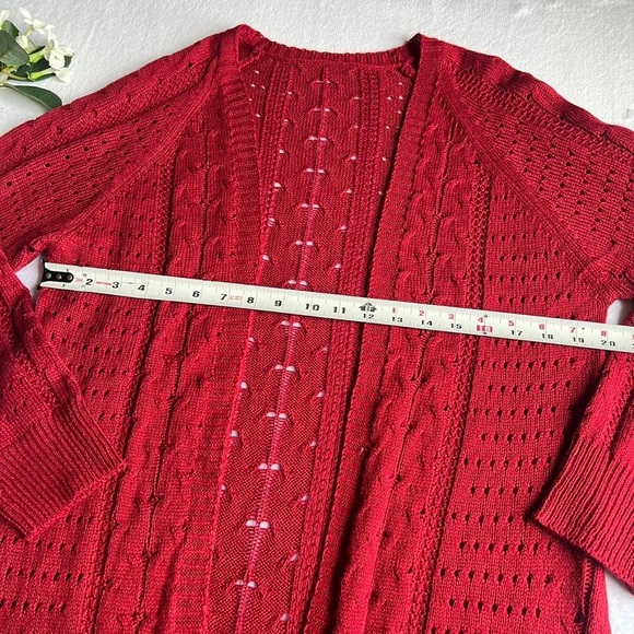 Lightweight Cardigan Knit Open Front Hollow Out Tassel Crochet Loose Sweater - Picture 6 of 9